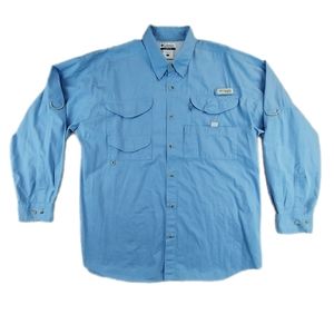 Columbia Performance Fishing Gear Men's Size Large Vented Blue Button Down Shirt